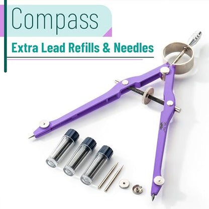Mr. Pen- Professional Compass for Geometry, Extra Lead - color: Purple