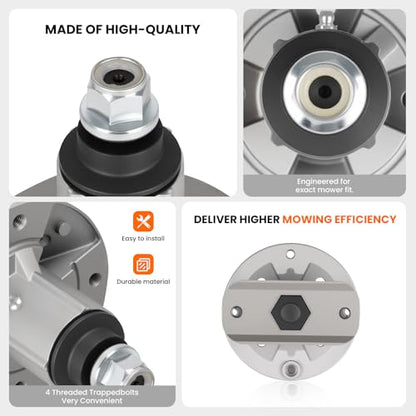 ILONPA 48 inch Deck Rebuild Kit Spindle GY20785 Assembly for John Deere L130, for John Deere L120, Includes Spindle GY20050, Blades GX20250, 1/2"x139" Belt GY20571, Idler GY20067 & GY22082 - size: 48 inch Spindle Kit Blue Blade