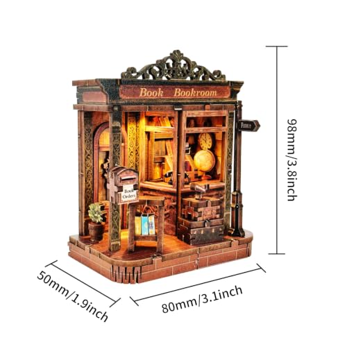 Music Park Book Nook for Adults, 3D Wooden Puzzle Mini Bookstore with LED - color: Mini Bookstore