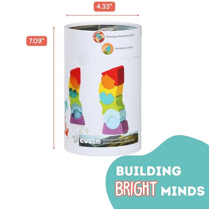CUBIKA Flexible Tower Wooden Toy– Montessori Puzzle for Toddlers Ages 3+– Size and Shape Sorting Kids Stacking Toy– FSC-Certified Wood, German Water-Based Paints, Travel-Friendly - style: Flexible Tower