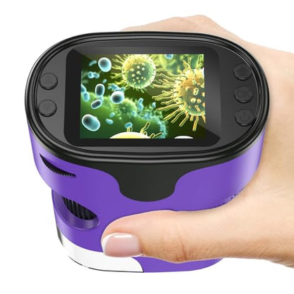 Kids Digital Microscope Science Gift: Complete STEM Toy Kit for Ages 4-12 - color: Purple