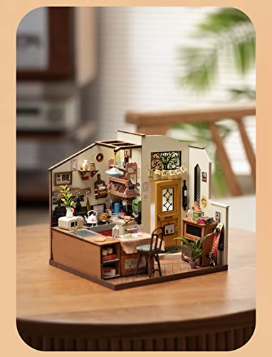 Rowood Miniature House Kit,DIY Miniature Dollhouse Kit for Adults,Wooden Table Collection Model Kits to Build,Birthday for Adult(Homey Kitchen) - style: Homey Kitchen