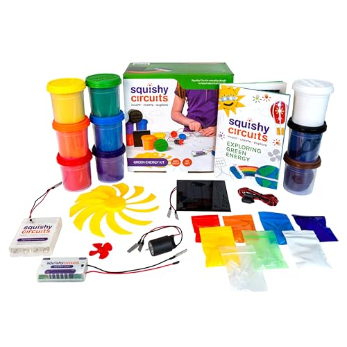 Squishy Circuits Green Engineering Kit - Explore Electrical Circuits, Solar Power, Wind Power and More with Play Dough - STEM Science Kits for Kids Age 8-12 - style: Green Kit