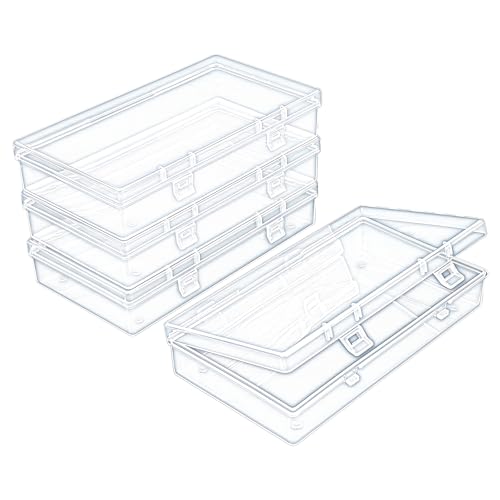 4 Pack Rectangular Clear Plastic Storage Containers 6.1x3.3x1.18 inch - size: 6.1 x 3.3 x 1.18 inch