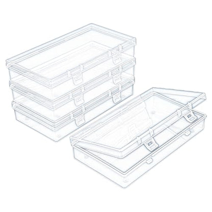 4 Pack Rectangular Clear Plastic Storage Containers 6.1x3.3x1.18 inch - size: 6.1 x 3.3 x 1.18 inch