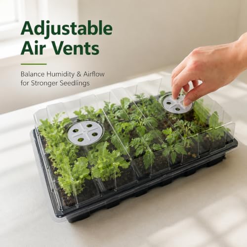 Gardzen 5 Pack Seed Starter Trays with Vented Domes 75 Cell Black - size: 15-Cell Black 5-Pack