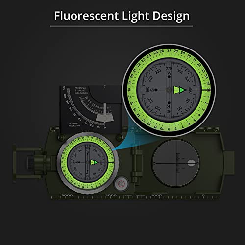 Proster Lensatic Sighting Compass IP65 Waterproof with Clinometer Bag - color: ArmyGreen