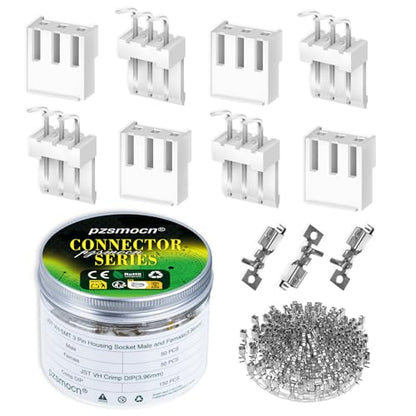 250 Pieces / 50 Sets JST VH SMT 3.96mm 3 Pin Connector Kit Set - size: 3-Pin, style: JST-VH-SMT