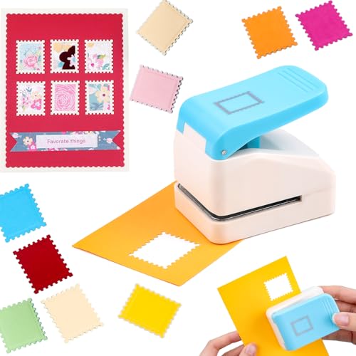 Stamp Punch | Stamp Hole Punches | 1.1X0.9 inch Rectangular Scalloped Edge Embossing Hole Paper Puncher | Lever Action Craft Punch for Crafting Scrapbooking and DIY Projects Arts Crafts Supplies - color: 1 Stamp