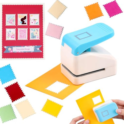 Stamp Punch | Stamp Hole Punches | 1.1X0.9 inch Rectangular Scalloped Edge Embossing Hole Paper Puncher | Lever Action Craft Punch for Crafting Scrapbooking and DIY Projects Arts Crafts Supplies - color: 1 Stamp