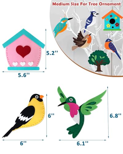 CiyvoLyeen Wild Birds Sewing Craft Kit Animal Sewing Kit for Boys and Girls Beginners Set of 12 Sewing Projects Gift for Kids - color: Birdie-12 Pcs