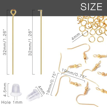 800PCs Fish Hooks & Pins, Earring Making Kit (Fish Hook Gold) - color: Fish Hook Gold (800pcs)