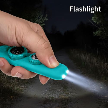 Multifunctional Survival Emergency Whistle for with Compass Hiking Survival, Thermometer & Neck Lanyard | Emergency Safety Gear for Hiking, Camping, Kayaking, Boating, Climbing - color: Aqua