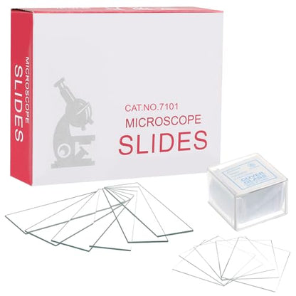 Microscope Slides and Covers Kit 50 Pcs Pre-Cleaned Blank Glass Slides for Microscopes 100 Pcs Square Coverslips for Experiments & Analyses