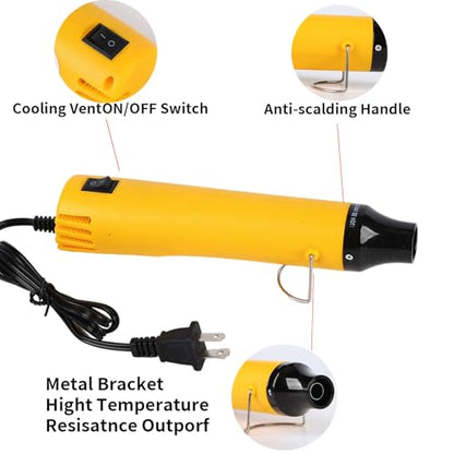 Heat Gun 300W, Handed Hot Air Gun for Crafting and DIY (Yellow) - color: Yellow