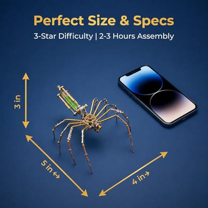 3D Metal Puzzles for Adults Teens-140+Pcs-Mechanical Spider Bee Insect Models-3 Hours to Build-Ideal for Birthday Gifts and Decorations(Mechanical Spider A) - style: Mechanical Spider A
