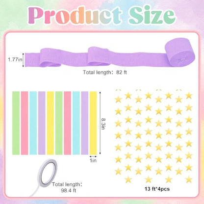 1000 Sheet Macaron Paper Chain Strips and 65 ft Gold Star Garland Set - color: Macaron-1000Pc