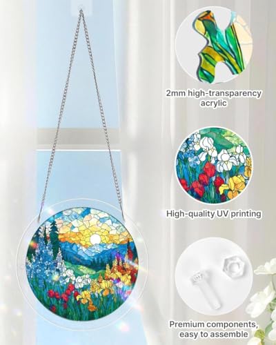 Acrylic Jigsaw Puzzle Suncatcher - Wildflower Valley - color: Wildflower Valley, size: S-7.4in*7.4in