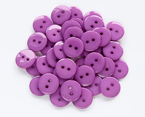 200pcs 5/8 Inch(15mm) Purple Buttons 2 Holes Resin Button for Sewing and DIY Crafts - color: Purple