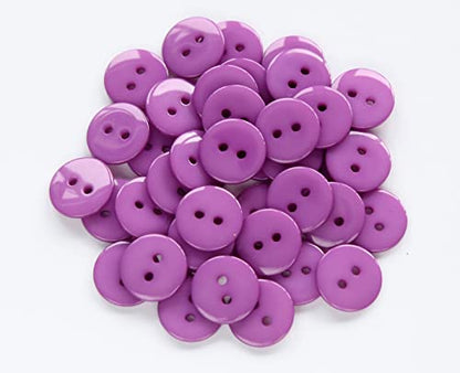 200pcs 5/8 Inch(15mm) Purple Buttons 2 Holes Resin Button for Sewing and DIY Crafts - color: Purple
