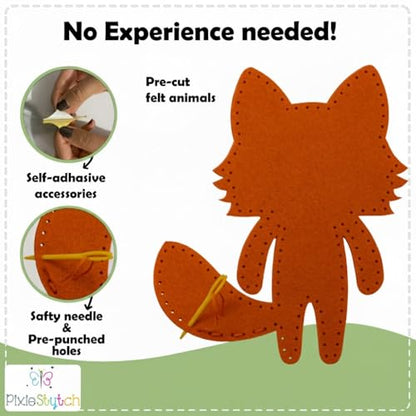 Sewing Kit for Kids - Sew & Create 6 Adorable Woodland Projects - Fun DIY Craft Set for Ages 6 and up - Educational & Creative Sewing Kit for Girls & Boys - Gift for Young Crafters