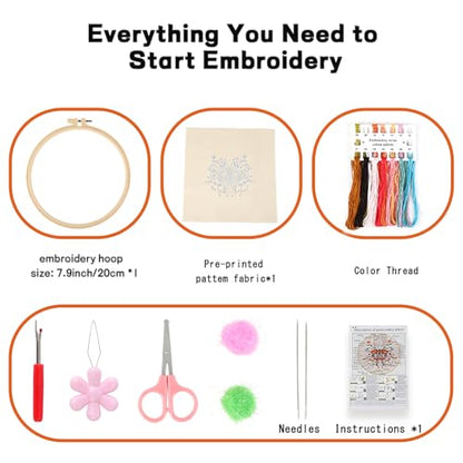 Beginner Butterfly Embroidery Kit for Adults, Pre-Printed with Video - color: Butterfly