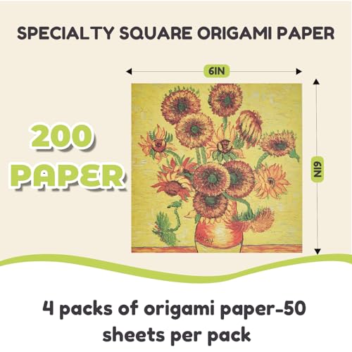 JoyCat Patterned Origami Paper Kit, 200 Double-Sided Sheets, 6x6 Inch