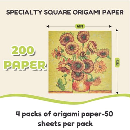 JoyCat Patterned Origami Paper Kit, 200 Double-Sided Sheets, 6x6 Inch