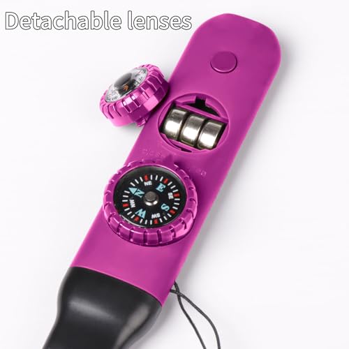Multifunctional Survival Emergency Whistle for Kids with Compass Hiking Survival, Thermometer & Neck Lanyard | Emergency Safety Gear for Hiking, Camping, Kayaking, Boating, Climbing - color: rose purple