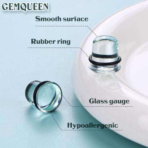 GEMQUEEN 24 Pcs 0.5mm Increments Glass Ear Stretching Kit Hypoallergenic - color: Clear, size: 14mm(6/19'') | 2pcs