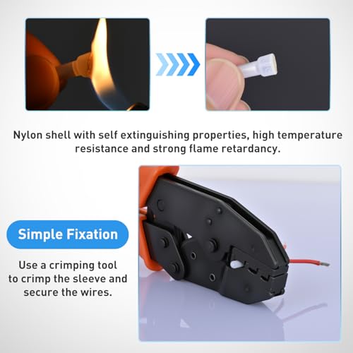 Nilight 300PCS CE1 Closed End Crimp Terminal 22-16 Gauge Nylon Insulated - color: 300PCS 22-16# Terminals