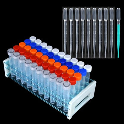 50pcs 10ml vials with caps Plastic Cryogenic Test Tubes with caps lab cryovial Tube Container cryovials with 10pcs 3ML Dropper Pipette (50pcs 10ml Test Tubes) - size: 50pcs 10ml test tubes