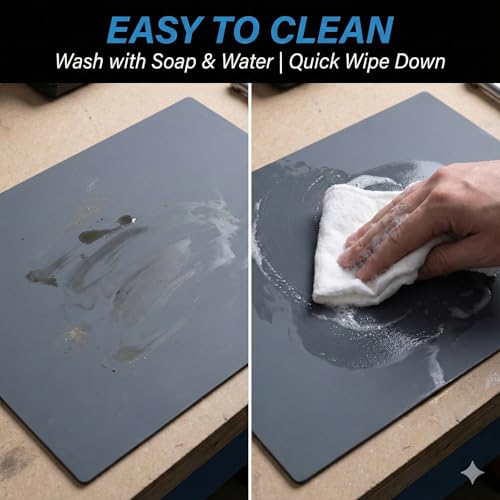Non-Slip Watch Repair Mat with Parts Organizer - Anti-Static Rubber Work Pad for Jewelers & Watchmakers - Gray Maintenance Platform Table Mat with Screw Compartments (13.8" x 9.8")