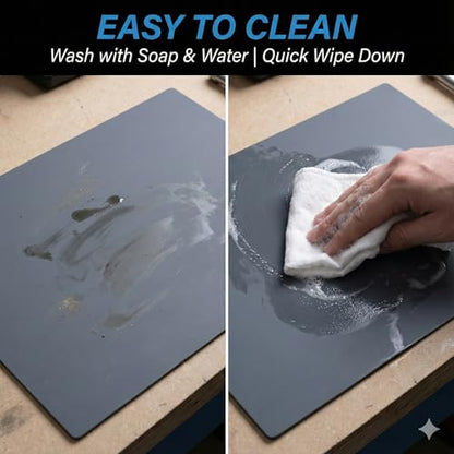 Non-Slip Watch Repair Mat with Parts Organizer - Anti-Static Rubber Work Pad for Jewelers & Watchmakers - Gray Maintenance Platform Table Mat with Screw Compartments (13.8" x 9.8")