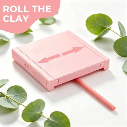 Polymer Clay Strip Roller Guide, Rolling Board with 12 Thickness Sliders (PLA), Smooth Strip Maker Tool for Clay Earrings and DIY Jewelry