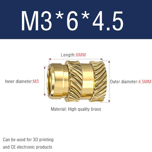 Heat-Set Brass Nutsert Inserts for Plastic: 100 pcs M3 Nut Insert Tool for 3D Printing - Model Assembly Reinforcement - Model Makers