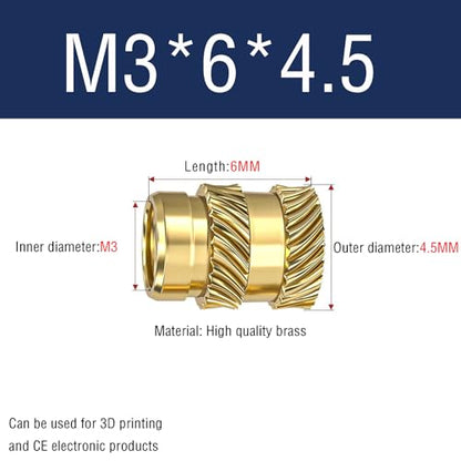 Heat-Set Brass Nutsert Inserts for Plastic: 100 pcs M3 Nut Insert Tool for 3D Printing - Model Assembly Reinforcement - Model Makers