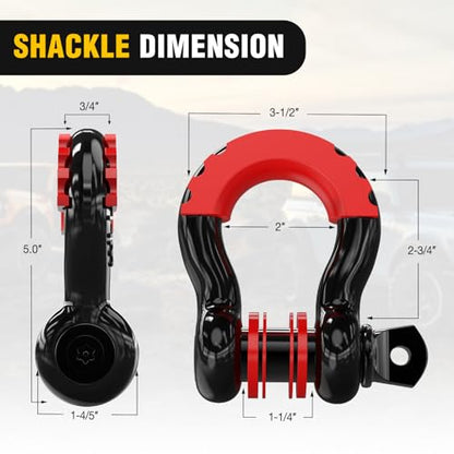 Nilight Offroad Recovery Kit 3" x8' Tow Strap Pulley Anti-Theft D-Shackles - color: 8ft Tow Strap +D-Ring Shackle +Block