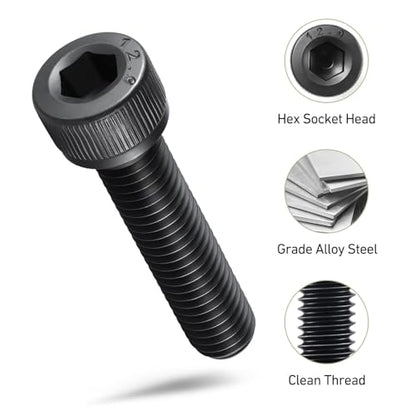 290Pcs M5 Screws Assortment Kit,Hex Socket Head Cap Screws Bolts Nuts Washer Set,12.9 Grade Alloy Steel,Black Oxide M5 x 8/10/12/16/20/25/30mm,for 3D Printer,DIY Project - size: M5 290PCS Socket Black