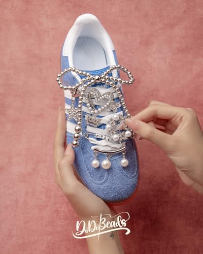 DoDoBeads 332 Pcs Junk Socks Charms Kit, Silver Shoe Charms for Sneakers, Pearl and Rhinestone Sock Charm with Safety Pins, DIY Accessories for Decorating and Personalizing Socks - style: Silver Frost
