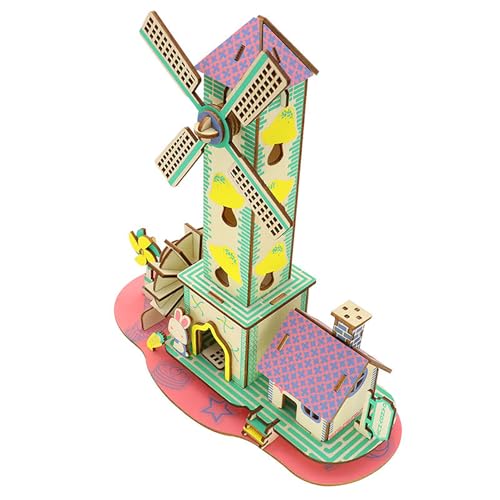 Log Cabin 3D Wooden House Puzzle,DIY Mini Building Model Kit，005 - color: 005