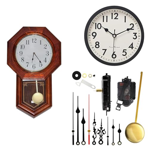 Quartz Pendulum Clock Movement, Mechanism DIY Repair Parts Replacement Kit with 3 Pairs of Hands for DIY Clock Repair