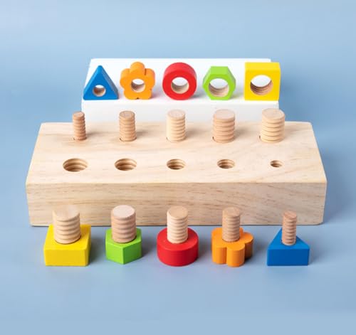 Children Nut Bolts Education Toys Montessori Color Shape Wooden Sensory Toy Kids Fine Motor Skill Screw Board Matching Cognition Game