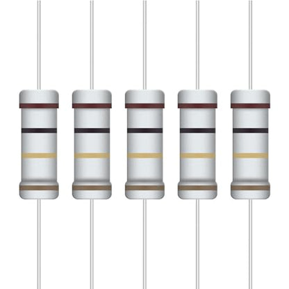 5W Carbon Film Resistor Kit from 1 Ohm to 1M Ohm 25 Values 5 Watt 5% Resistors Assortment - size: 5W