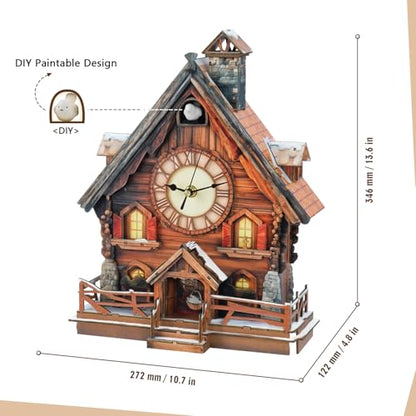3D Wooden Puzzles for Adults,DIY Cuckoo Clock Kit(Swiss Chalet) - color: Swiss Chalet Clock