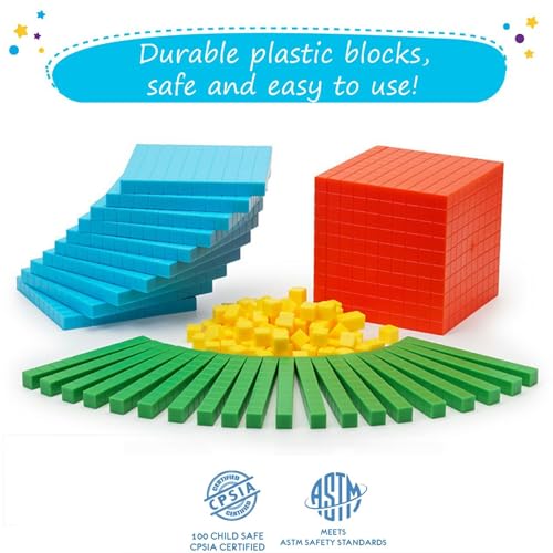 Simply magic 131 PCS Base Ten Blocks for Math - Math Counters - Math Cubes