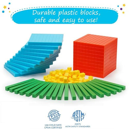 Simply magic 131 PCS Base Ten Blocks for Math - Math Counters - Math Cubes