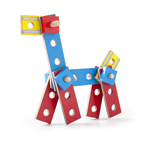 Melissa & Doug Hammer and Saw Tool Bench - Wooden Building Set (32 pcs),Multicolor,1Size
