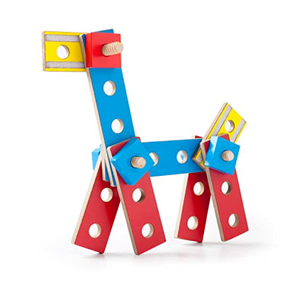 Melissa & Doug Hammer and Saw Tool Bench - Wooden Building Set (32 pcs),Multicolor,1Size