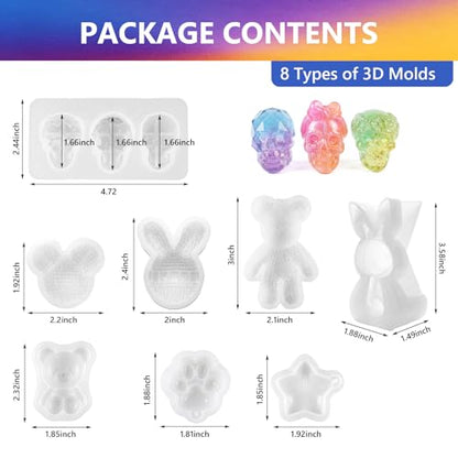 KISREL Epoxy Resin Kit 16OZ with 3D Mold, Electric Drill, Tool for Beginner - size: 16oz 3D Mold Kit